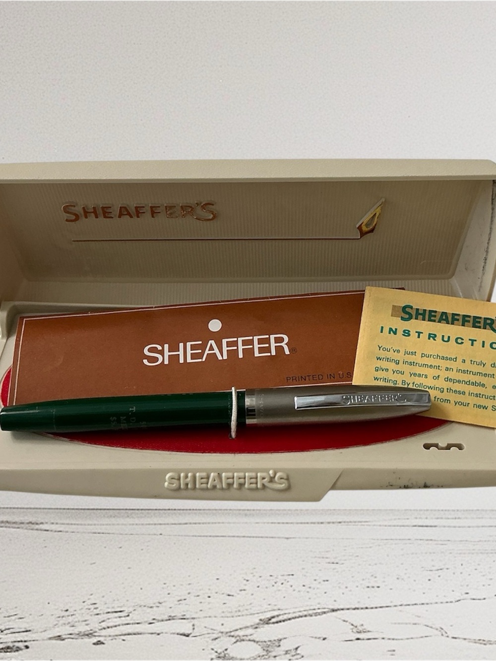 Sheaffer Vintage Green Chrome Cap 500 Touchdown Med Fountain Pen NIB Untested